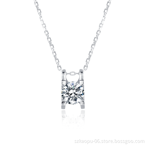 Popular Luxury 925 Sterling Silver Moissanite Diamond Pendant Women Engagement Square Setting Diamond Wedding Party Necklace